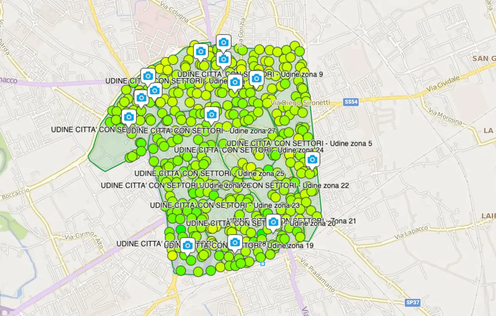 Mappa GPS geolocalizzazione distribuzione volantini – Udine